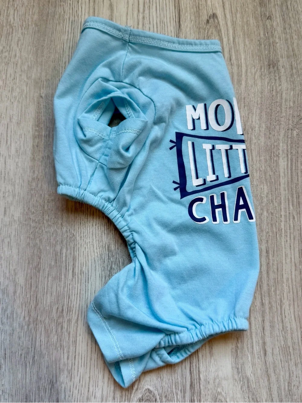 Mom's Little Champ - Light Blue & White - Dog / Small Pet Onesie - size XS